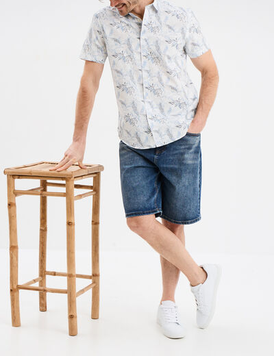 Bermuda en jean droit coton denim stone homme