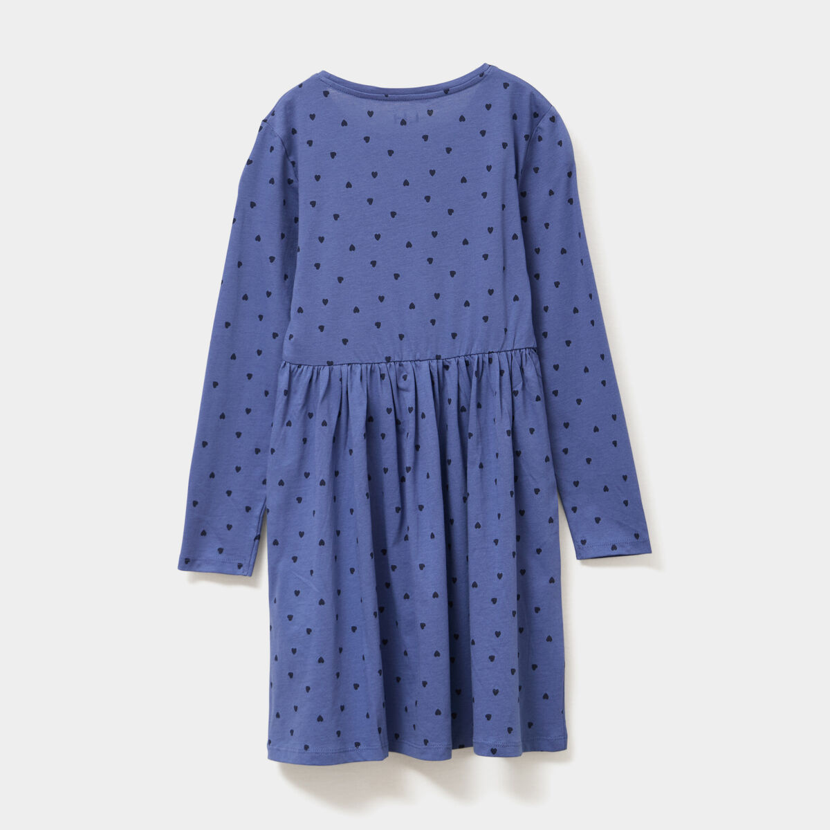 Robe évasée manches longues coton bleu gris fille