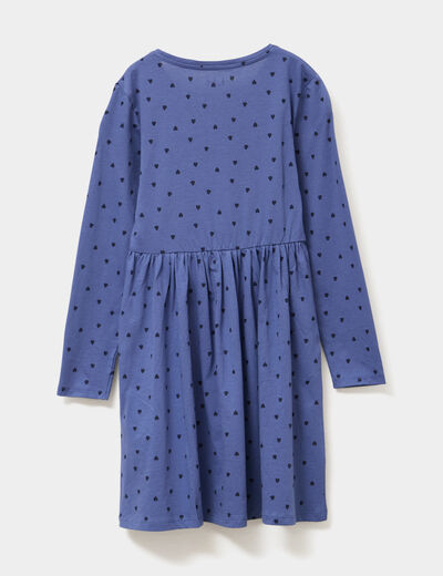Robe évasée manches longues coton bleu gris fille