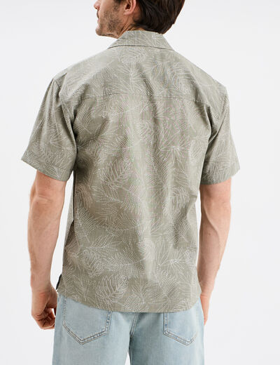 Chemise en coton manches courtes vert kaki homme