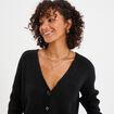 Gilet boutonné col en V noir femme