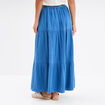 Jupe longue gaze de coton ceintur&eacute;e bleu fonc&eacute; femme
