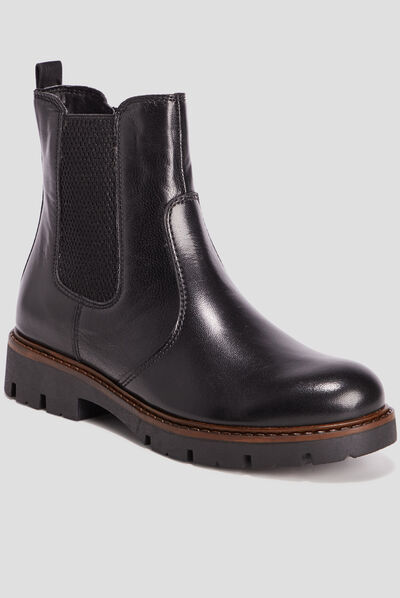 Bottines chelsea crantées en cuir noir fille