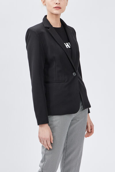 Veste droite boutonnée noir femme