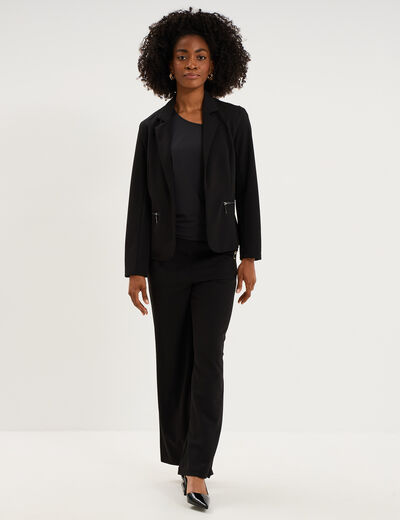 Blazer poches zipp&eacute;es manches longues noir femme