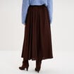 Jupe midi &eacute;vas&eacute;e taille &eacute;lastiqu&eacute;e marron fonc&eacute; femme
