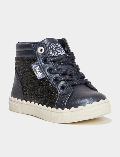 Baskets montantes zippées Creeks bleu marine bébé fille