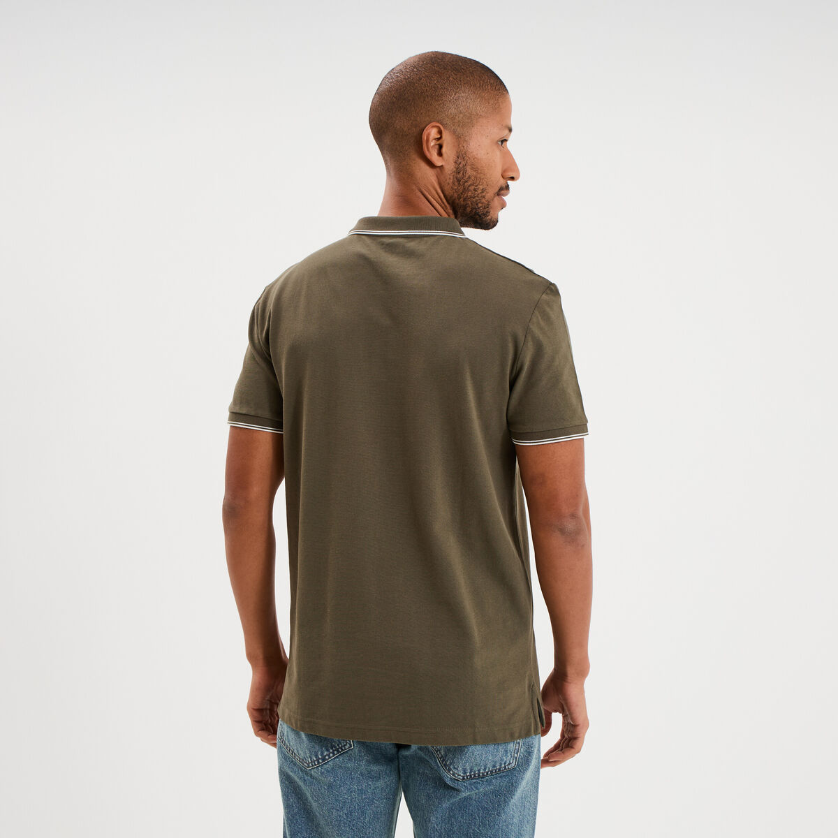 Polo piqu&eacute; coton manches courtes vert kaki homme