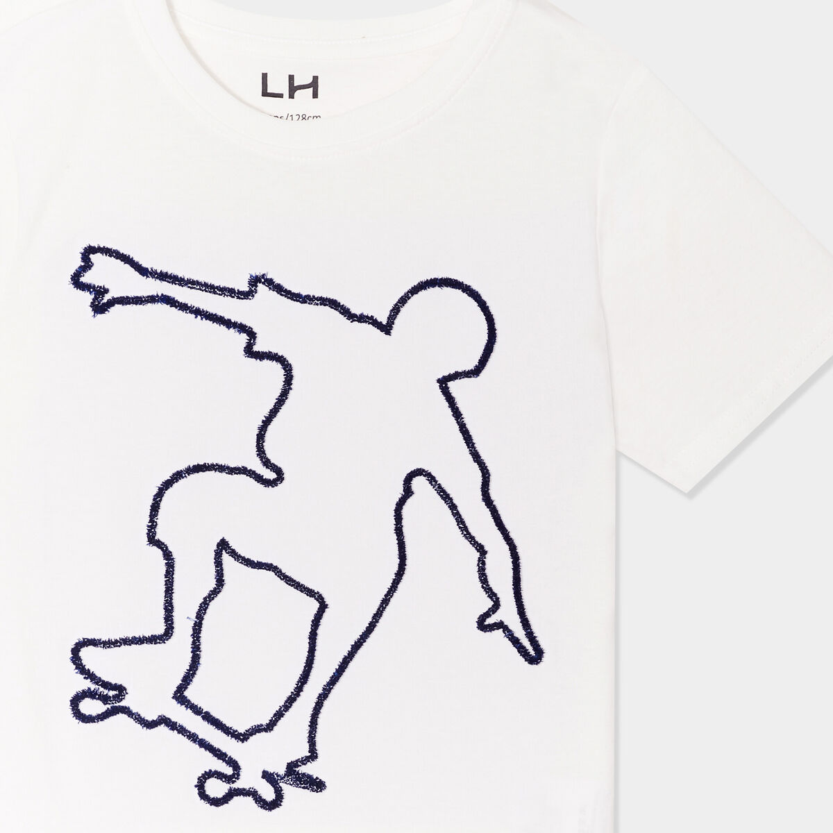 T-shirt avec col rond manches courtes creme garçon