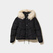 Doudoune doubl&eacute;e capuche fausse fourrure noir femme