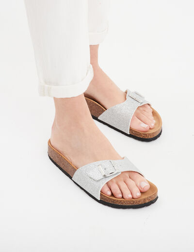 Mules gris argent femme