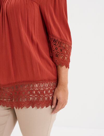 Blouse manches courtes vieux rose femme grande taille