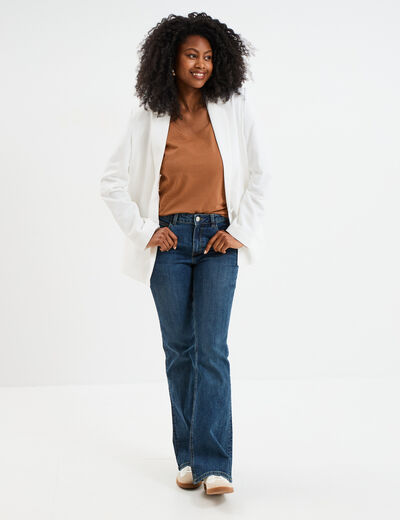 Débardeur bretelles larges coton marron clair femme