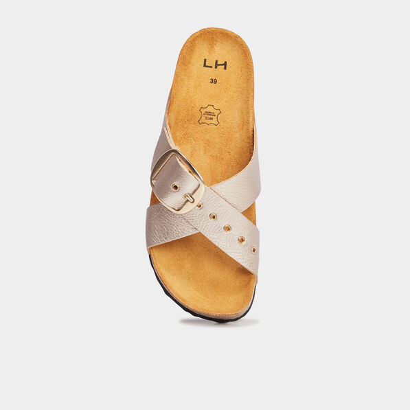 mules brides croisees jaune or femme Mules brides croisées jaune or femme