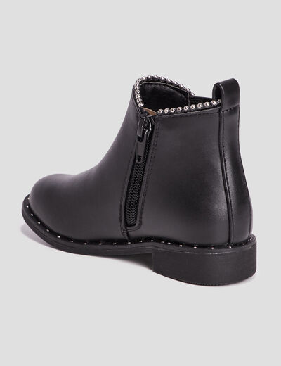 Bottines chelsea zippées à clous noir fille