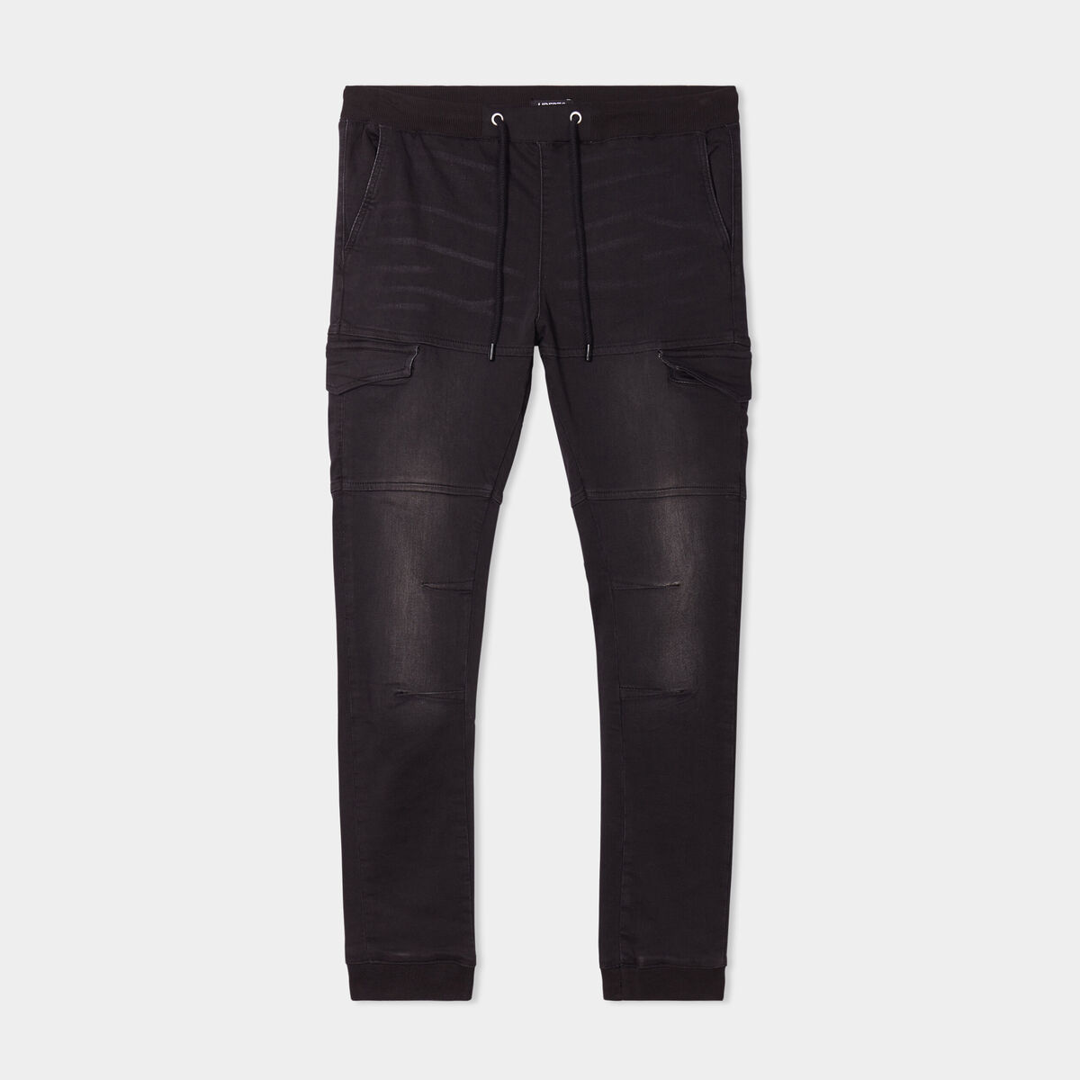 Pantalon skinny stretch 2 poches c&ocirc;t&eacute;s noir homme