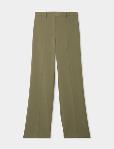 Pantalon large fluide avec pinces vert kaki femme