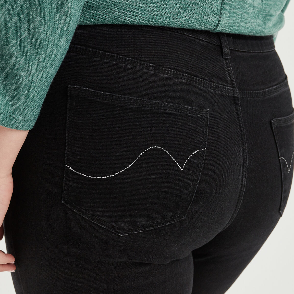 Jeans regular taille haute denim noir femme grande taille