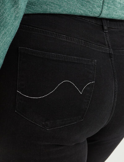 Jeans regular taille haute denim noir femme grande taille