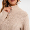 Pull col camionneur manches longues beige femme