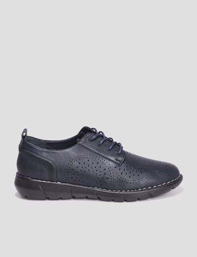 Derbies à lacets compensées bleu marine femme