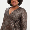 Robe à sequins portefeuille terracotta femme grande taille