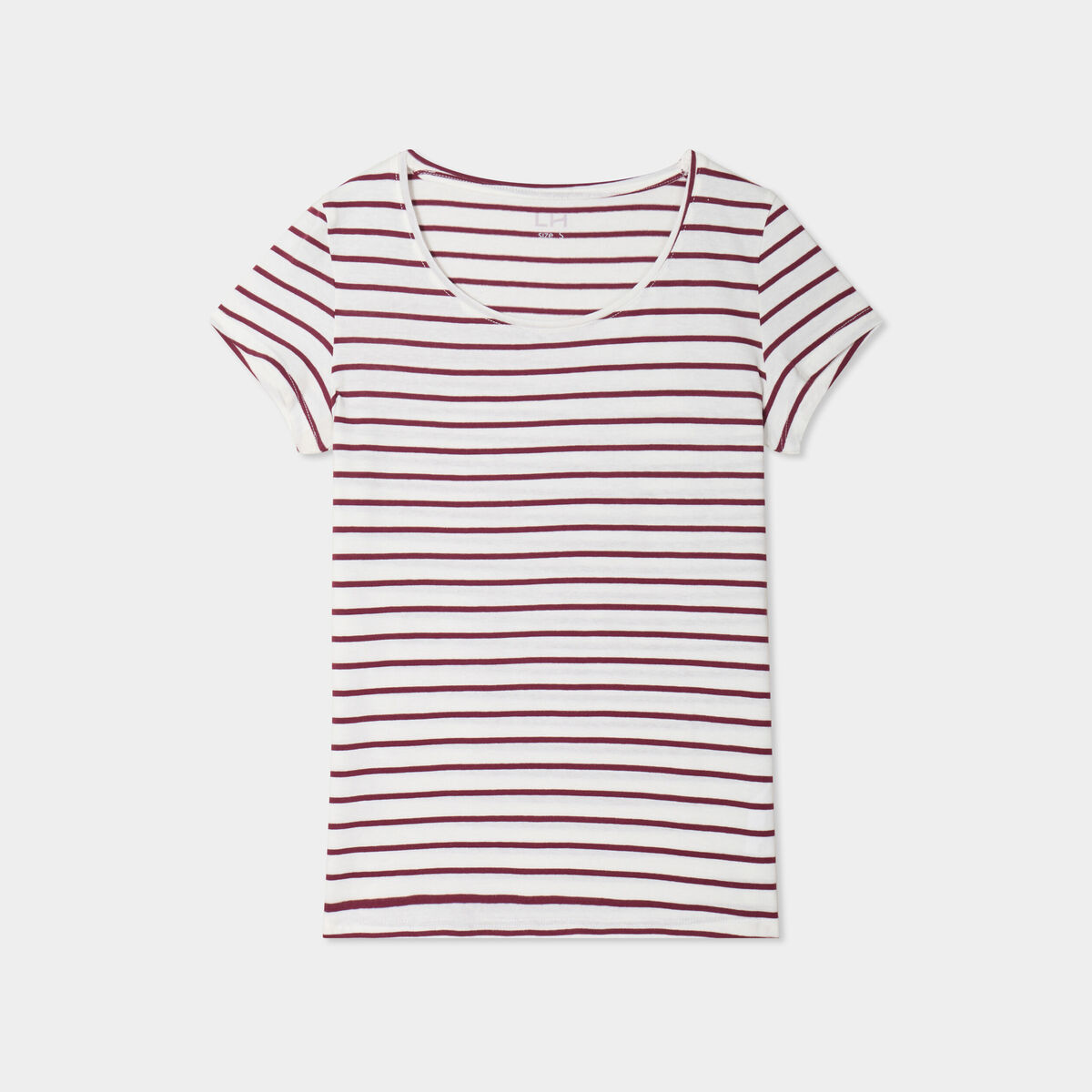 T-shirt rayé manches courtes ecru femme