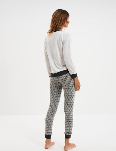 Ensemble pyjama 2 pi&egrave;ces gris clair femme