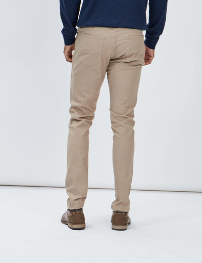 Pantalon droit en coton stretch sable homme