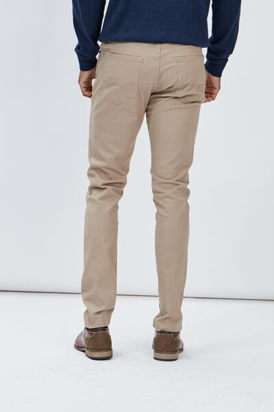 Pantalon droit en coton stretch sable homme