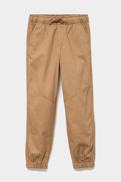 Pantalon jogger doubl&eacute; coton taupe gar&ccedil;on