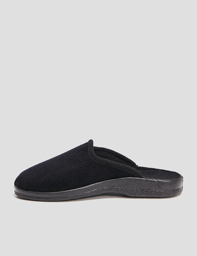 Chaussons mules velours noir homme
