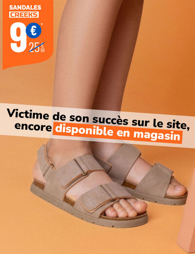 Sandales plates avec scratchs Primaire marron clair garçon
