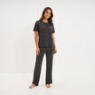 Pantalon fluide taille &eacute;lastiqu&eacute;e gris fonc&eacute; femme