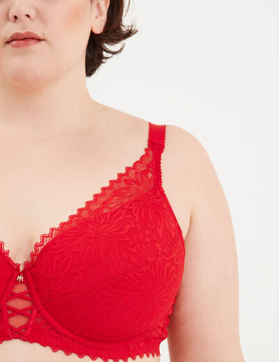 Soutien-gorge emboîtant dentelle rouge femme grande taille