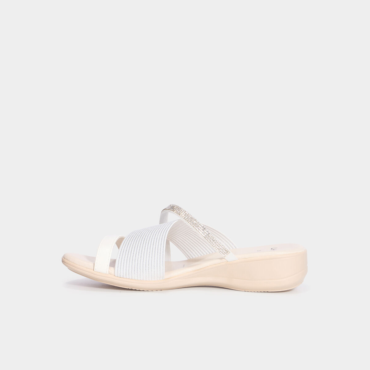 Mules brides crois&eacute;es &agrave; strass blanc femme