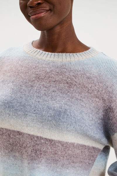 Pull droit col rond manches longues bleu ciel femme