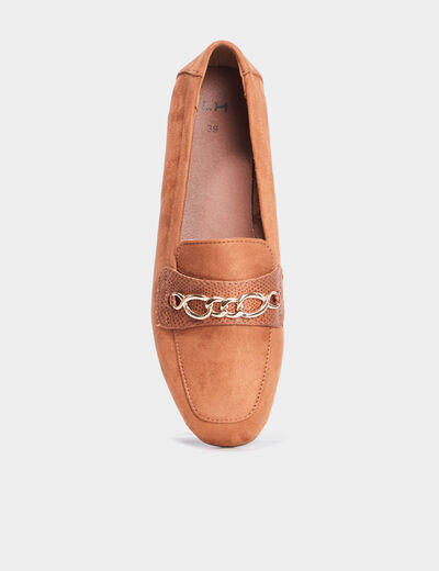 Mocassins plats suède marron femme