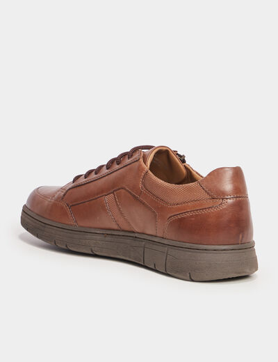 Derbies pied large en cuir marron homme