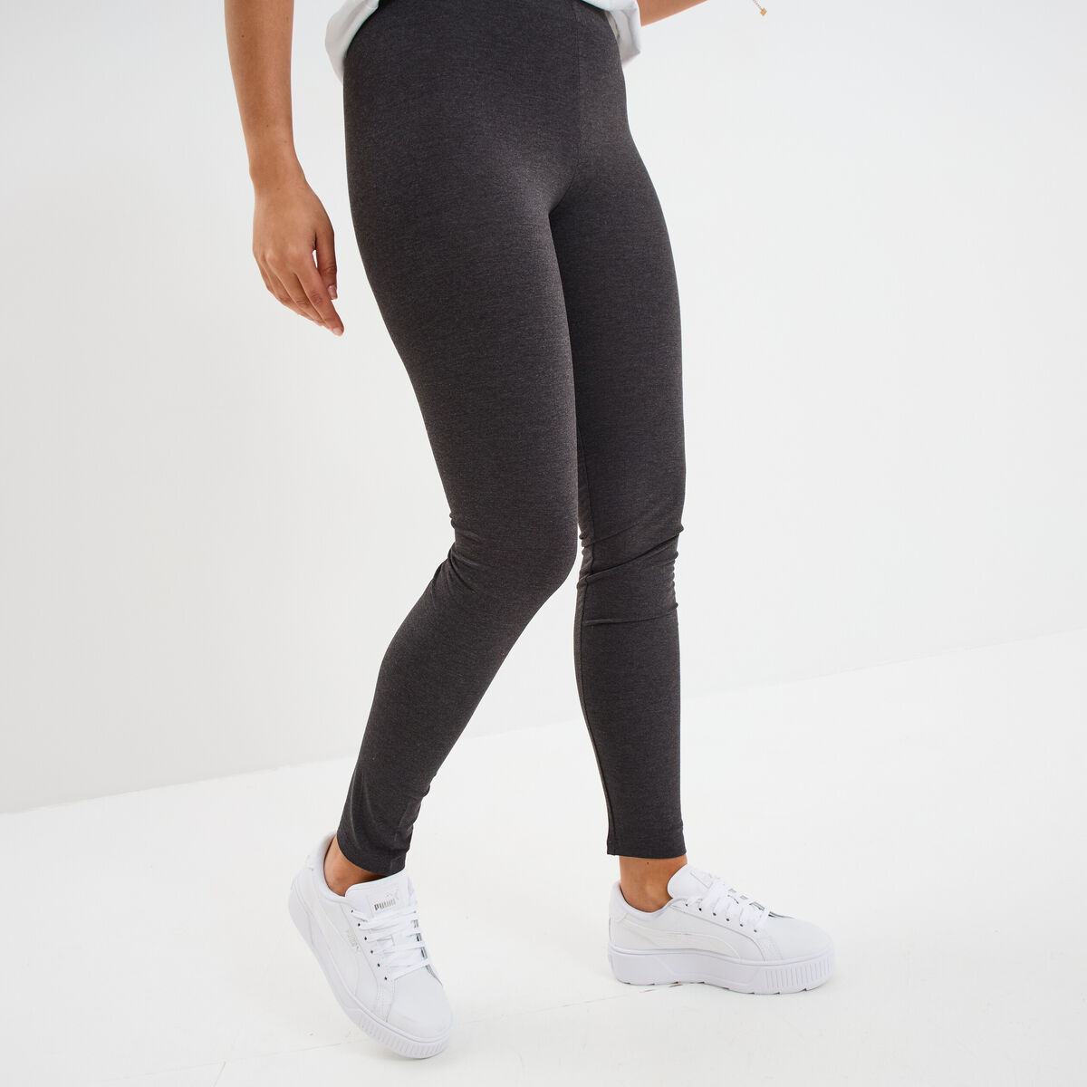 Legging taille élastiquée gris foncé femme