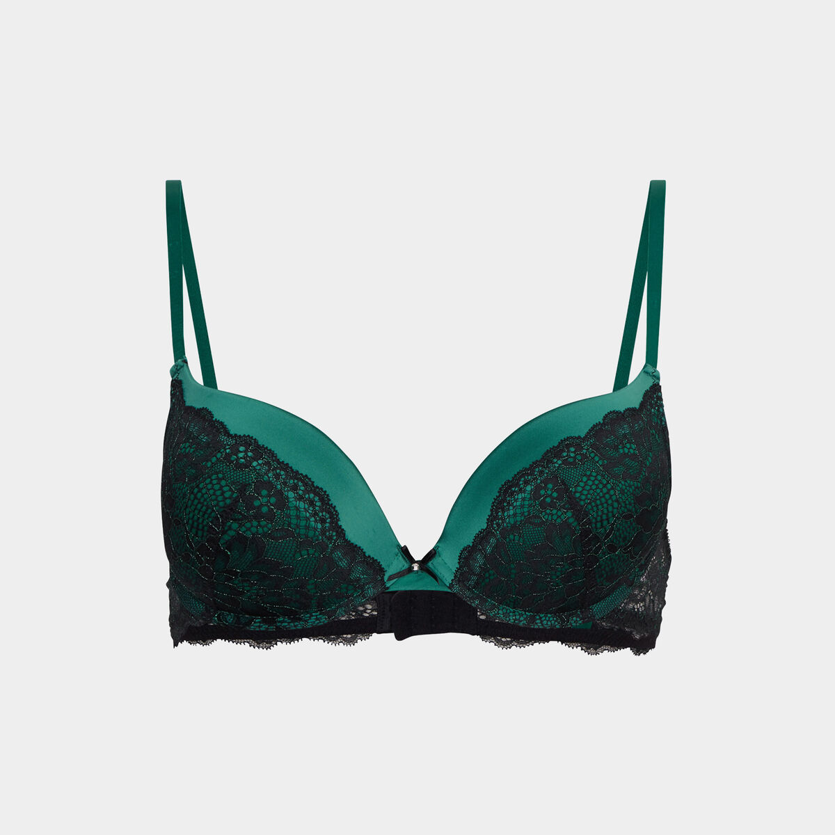 Soutien-gorge dentelle maxi push-up vert foncé femme