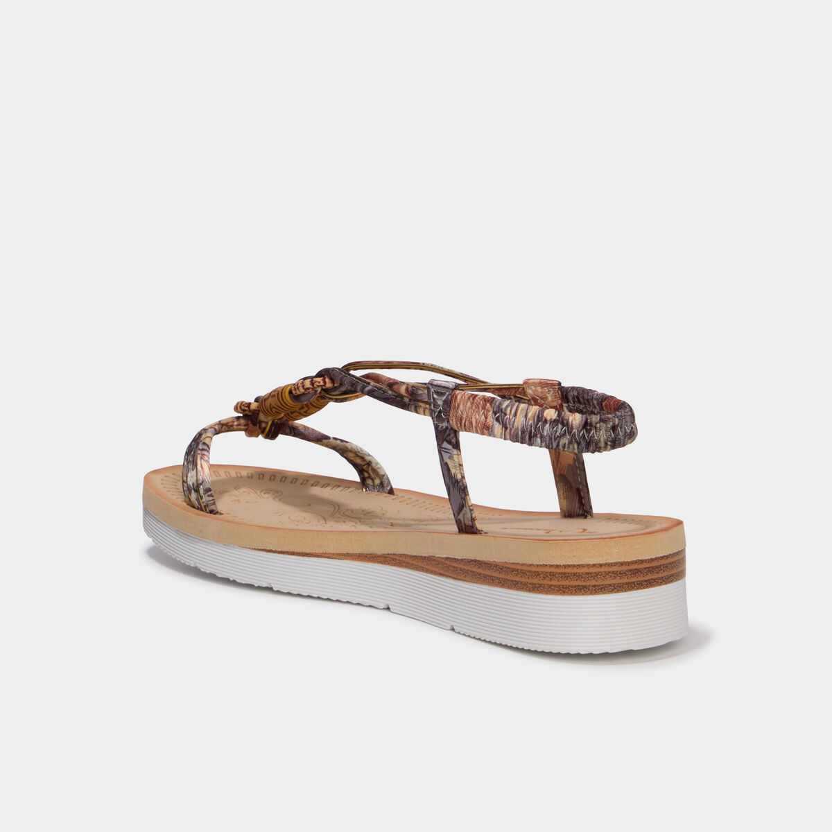 Sandales esprit foulard d&eacute;tails perles noir femme