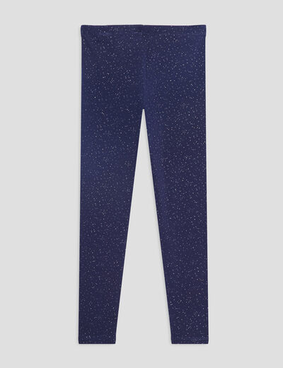 Legging long élastiqué coton bleu marine fille
