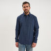 Chemise droite imprim&eacute;e manches longues bleu marine homme