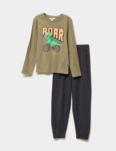 Ensemble pyjama 2 pièces vert kaki garçon