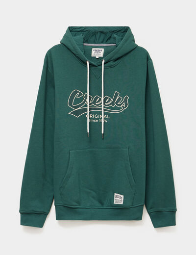 Sweat hoodie 1 poche vert canard homme