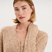 Gilet cardigan ajour&eacute; manches longues beige femme
