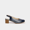Escarpins &agrave; talons pied large bleu femme