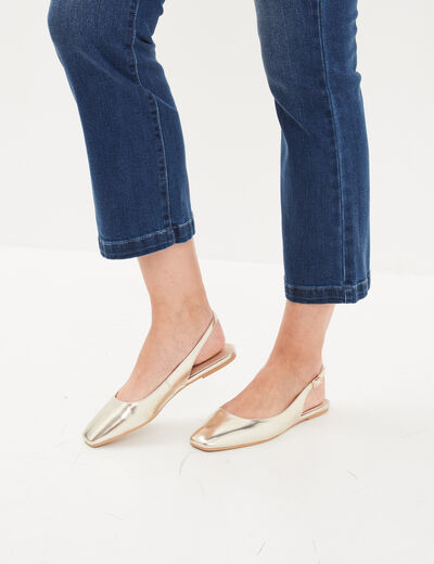 Ballerines slingback bouts carrés jaune or femme