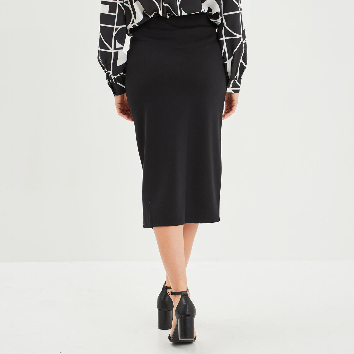 Jupe midi fendue noir femme